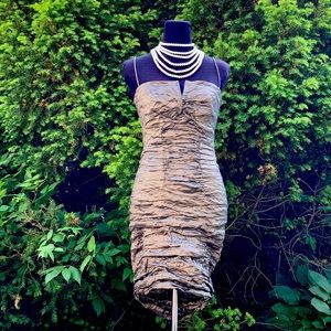 Nicole Miller collection metallic Olive Green Cocktail Dress